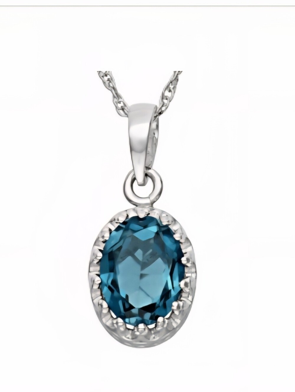JTV London Blue Topaz Sterling Silver Crown Pendant -‎ Sparkling Halo